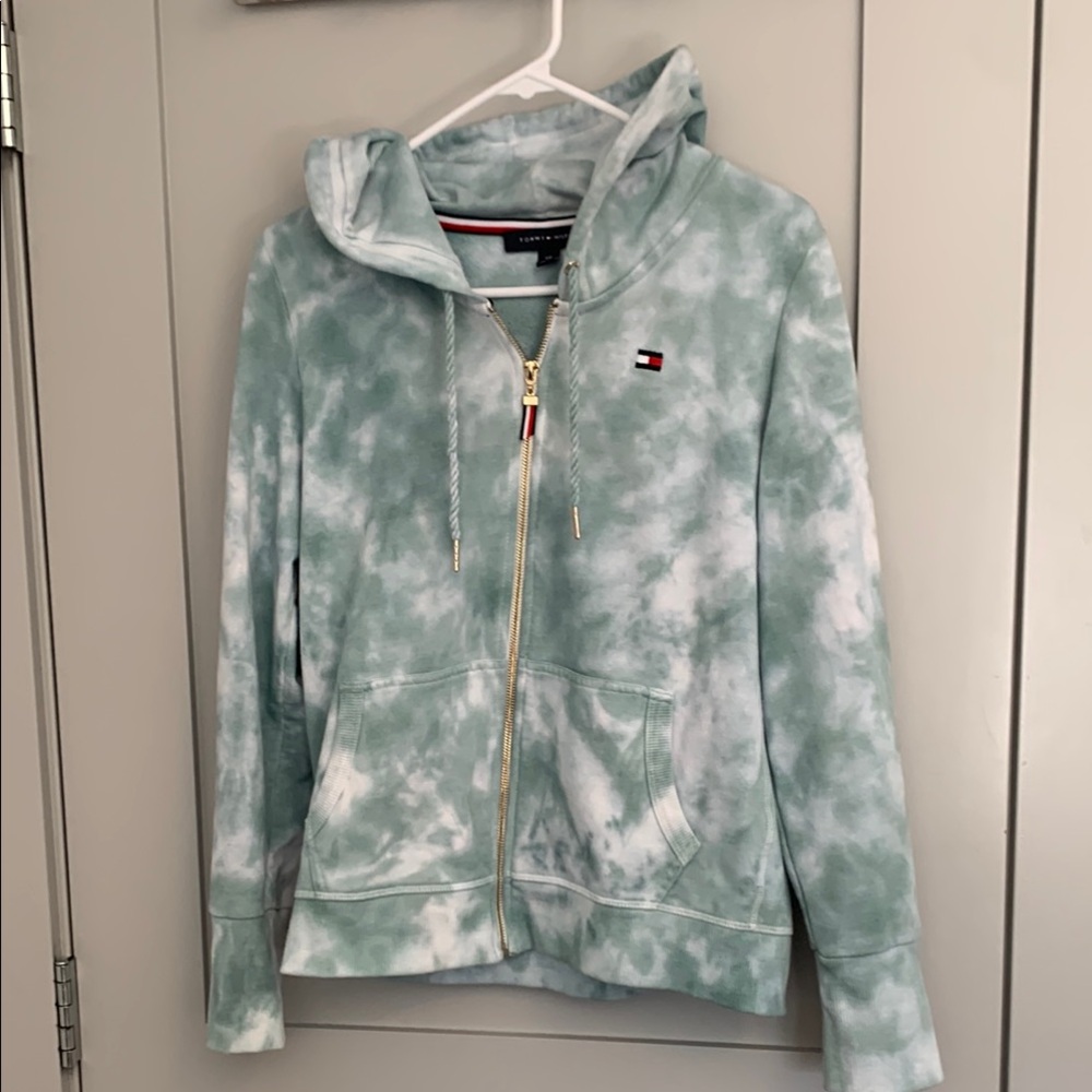 Tommy Hilfiger Women's Mint Tie-Dye Hoodie Size Small EUC